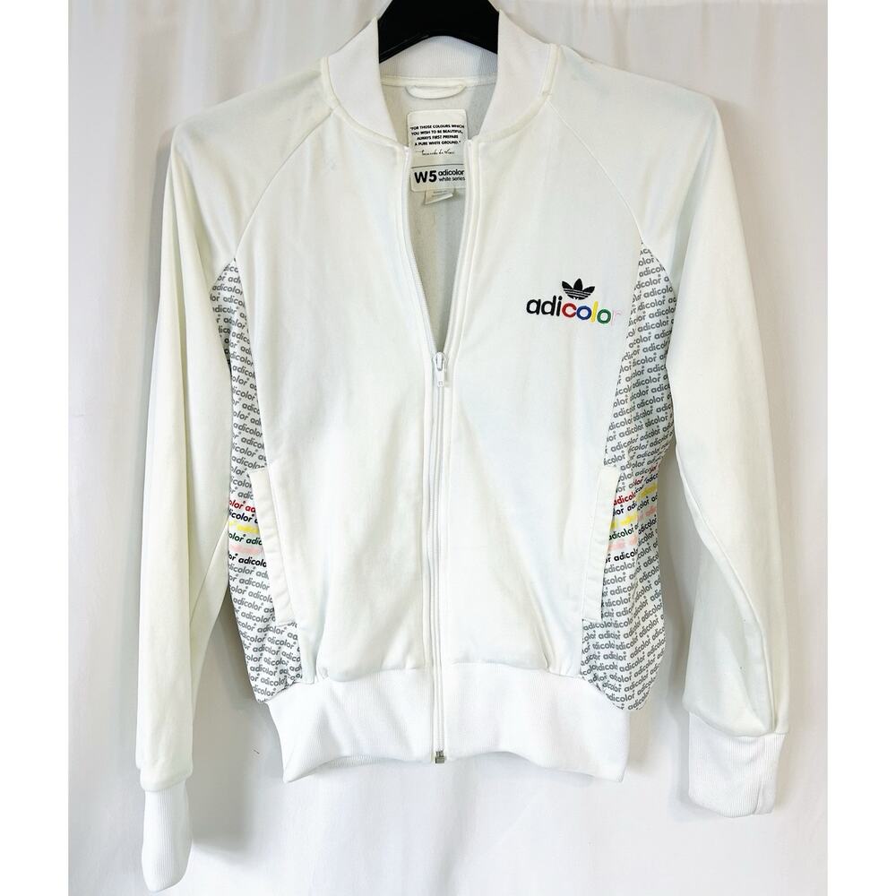 Adidas White Jacket with Multicolor Accents